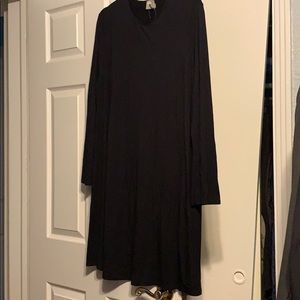 Black long sleeve cotton swing dress
